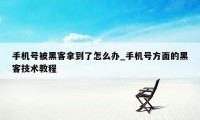 手机号被黑客拿到了怎么办_手机号方面的黑客技术教程