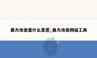 暴力攻击是什么意思_暴力攻击网站工具