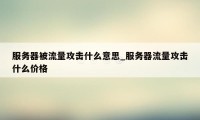 服务器被流量攻击什么意思_服务器流量攻击什么价格