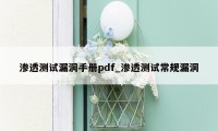 渗透测试漏洞手册pdf_渗透测试常规漏洞