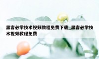 黑客必学技术视频教程免费下载_黑客必学技术视频教程免费