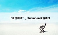 “渗透测试”_bluemoon渗透测试