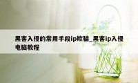 黑客入侵的常用手段ip欺骗_黑客ip入侵电脑教程