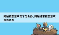 网站被恶意攻击了怎么办_网站经常被恶意攻击怎么办