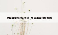 中国黑客组织apt10_中国黑客组织在哪