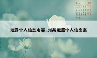 泄露个人信息定罪_刘某泄露个人信息案