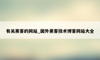 有关黑客的网站_国外黑客技术博客网站大全