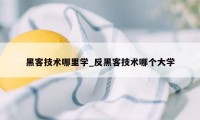 黑客技术哪里学_反黑客技术哪个大学