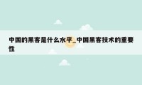 中国的黑客是什么水平_中国黑客技术的重要性