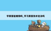 学黑客能赚钱吗_学习黑客技术犯法吗