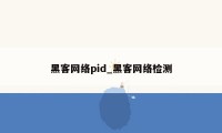 黑客网络pid_黑客网络检测