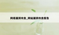 网络漏洞攻击_网站漏洞攻击报告