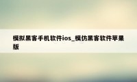 模拟黑客手机软件ios_模仿黑客软件苹果版