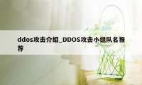 ddos攻击介绍_DDOS攻击小组队名推荐