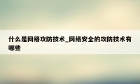 什么是网络攻防技术_网络安全的攻防技术有哪些