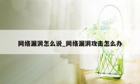 网络漏洞怎么说_网络漏洞攻击怎么办